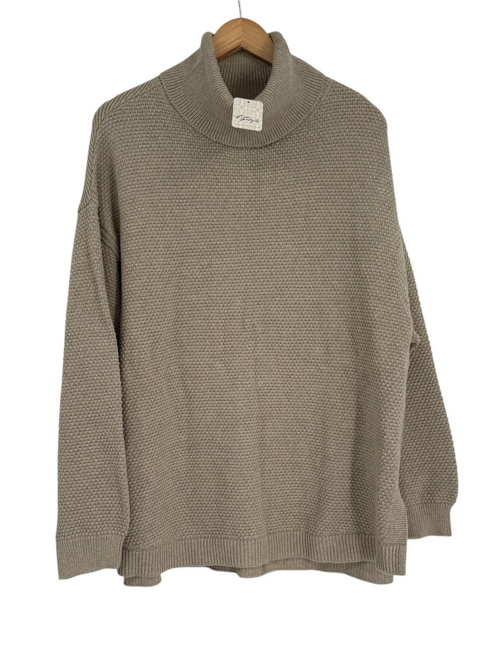 Free People Beach Be Yours Pullover Sweater Tan Turtleneck NWT Size S cotton